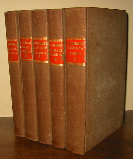 Paolo Sangiorgio La farmacia descritta secondo i moderni principi di Lavoisier... Volume primo (... Volume quinto)  1804-1806 Milano Stamperia e Fonderia del Genio - Tipografia G.G. Destefanis - Reale Stamperia